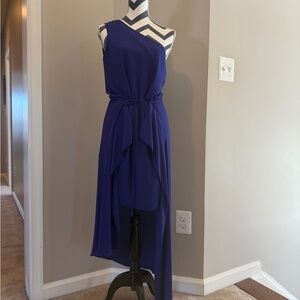 BCBGMaxAzria One-Shoulder Cobalt Blue High-Low Dress